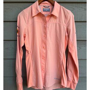 Simms SolarFlex Sea Island Peach Fishing Shirt S